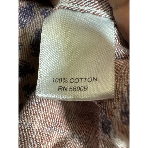 ROWM Men's Button-Down Eagle Bird Print Brown Blue Shirt Large Casual - Picture 6 of 8